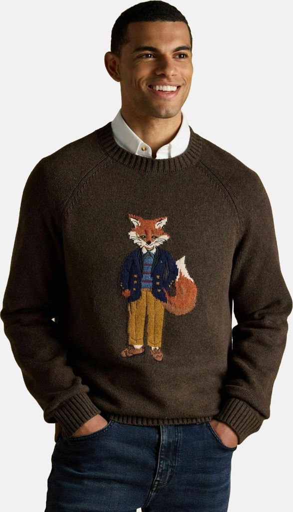 joulescrew neck - striktrøje - brown
