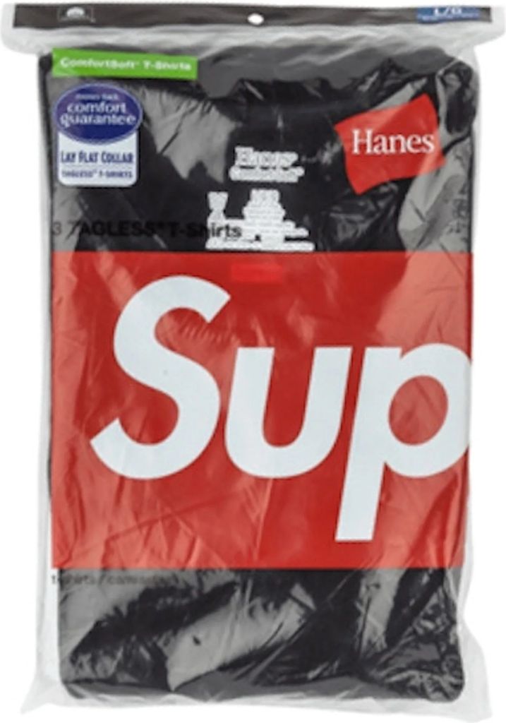 supreme hanes tagless tees (3 pack) black
