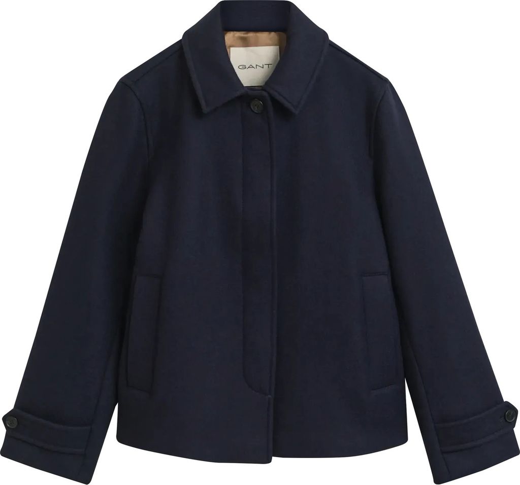 GANT Short Wool Blend Car Coat - Navy - M
