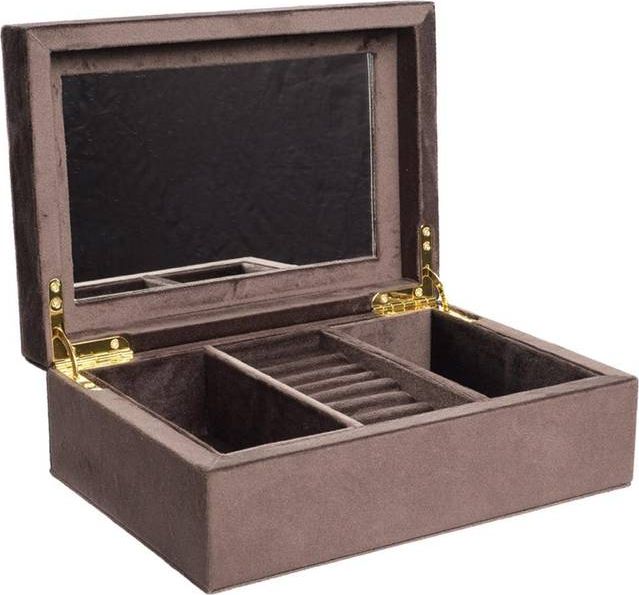 Dark Velvet Jewellery Box Large - Chocolate Brown
