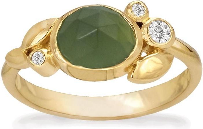 Rabinovich Bliss Ring Forgyldt Grøn Serpentin Zirkonia