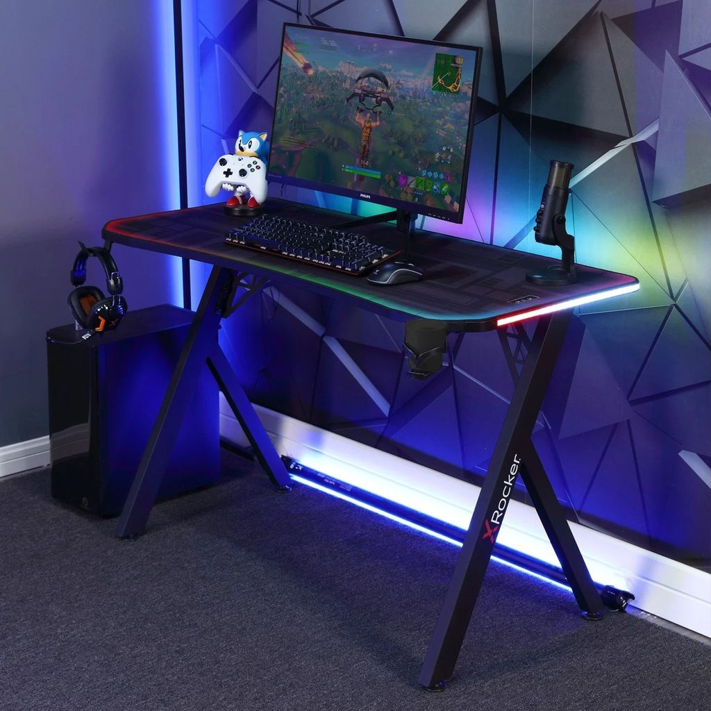 X-Rocker Lumio XL RGB Gaming Desk, 600x1400x750mm