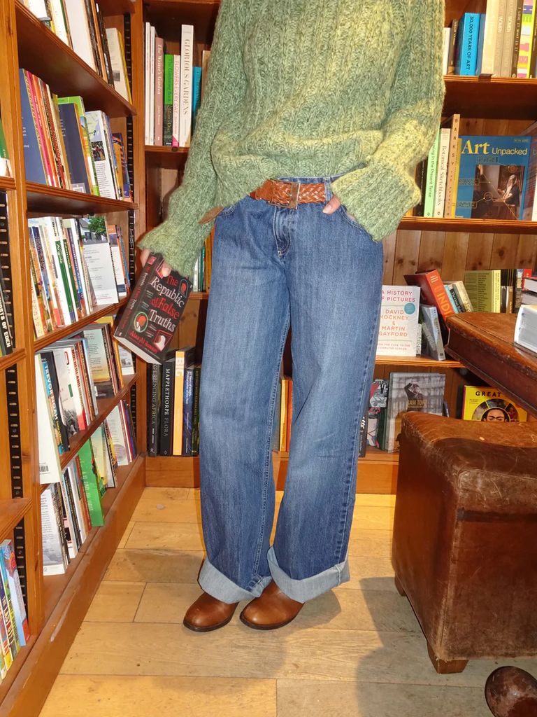 floraline lavtaljede jeans - blå denim