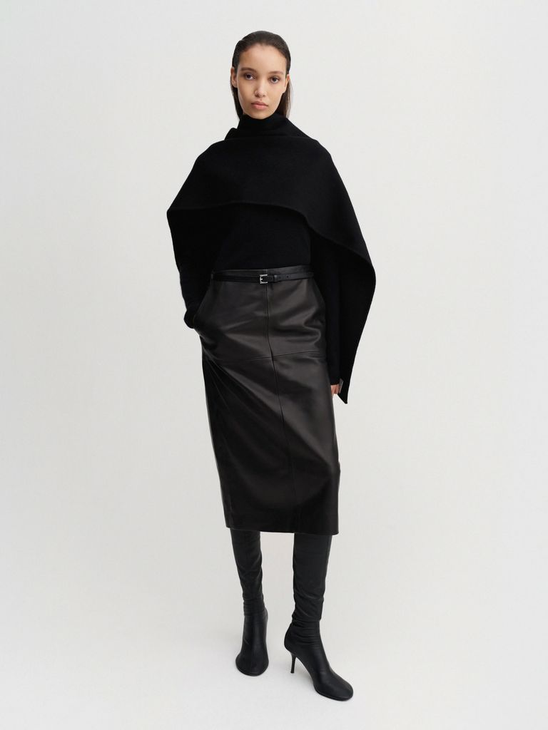 birdy leather skirt, black