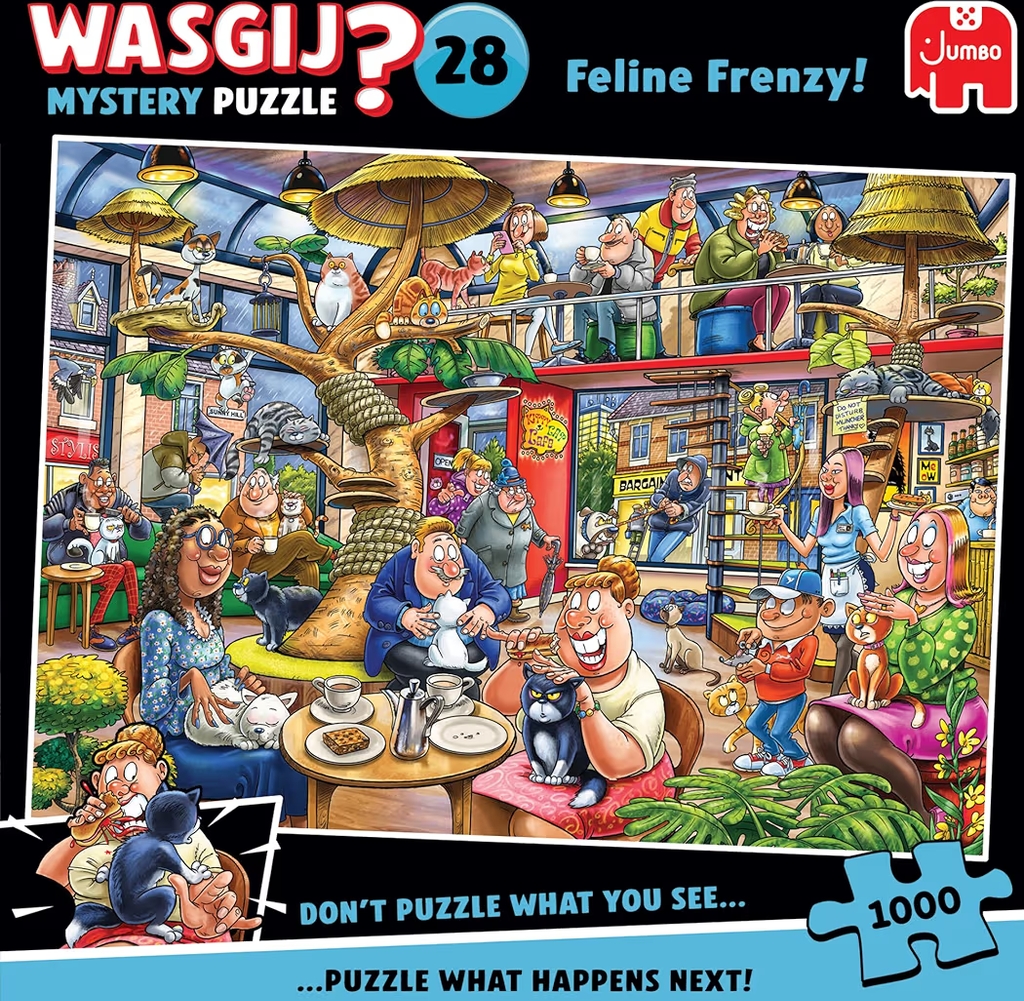 Wasgij Mystery 28 Pussel Feline Frenzy! Pussel 1000 bitar
