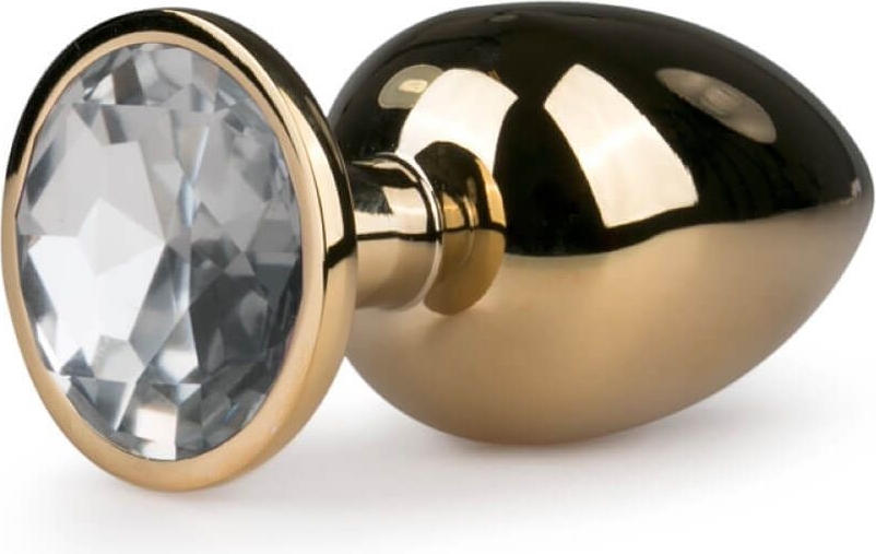 guld stål butt plug med smykkesten - medium