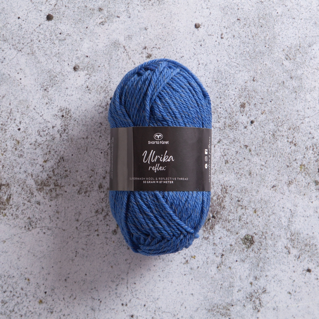 Ulrika Reflex Garn Ullmix 50 g Jeansblå Svarta Fåret