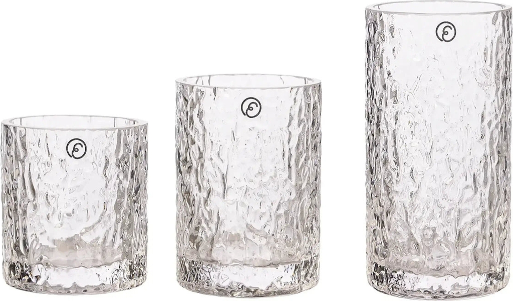 Ernst Vase Candleholder 3-Set Patterned Glass Nude Värmeljuslykta