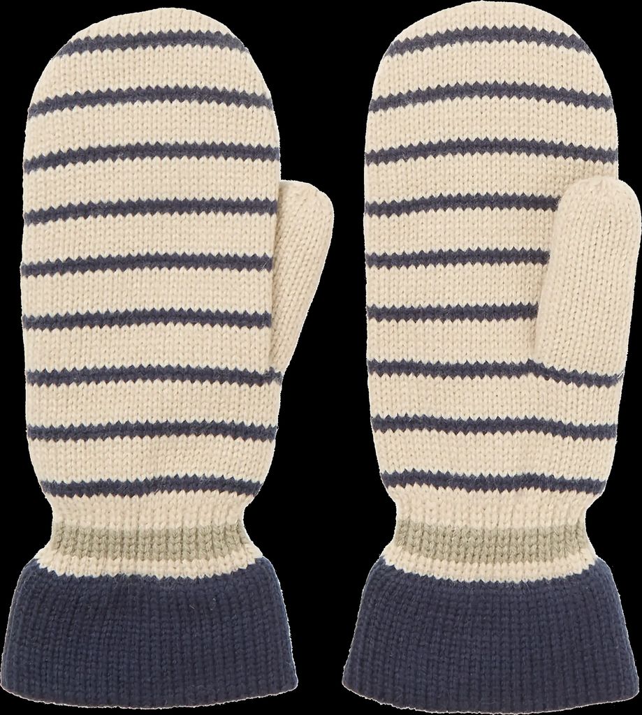 Becksöndergaard Thin Striped Emerald Mittens - Cream - L/XL
