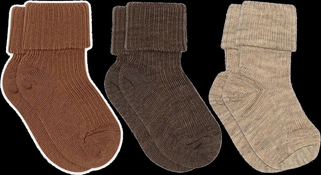 wool rib baby socks - 3-pack - strumpor