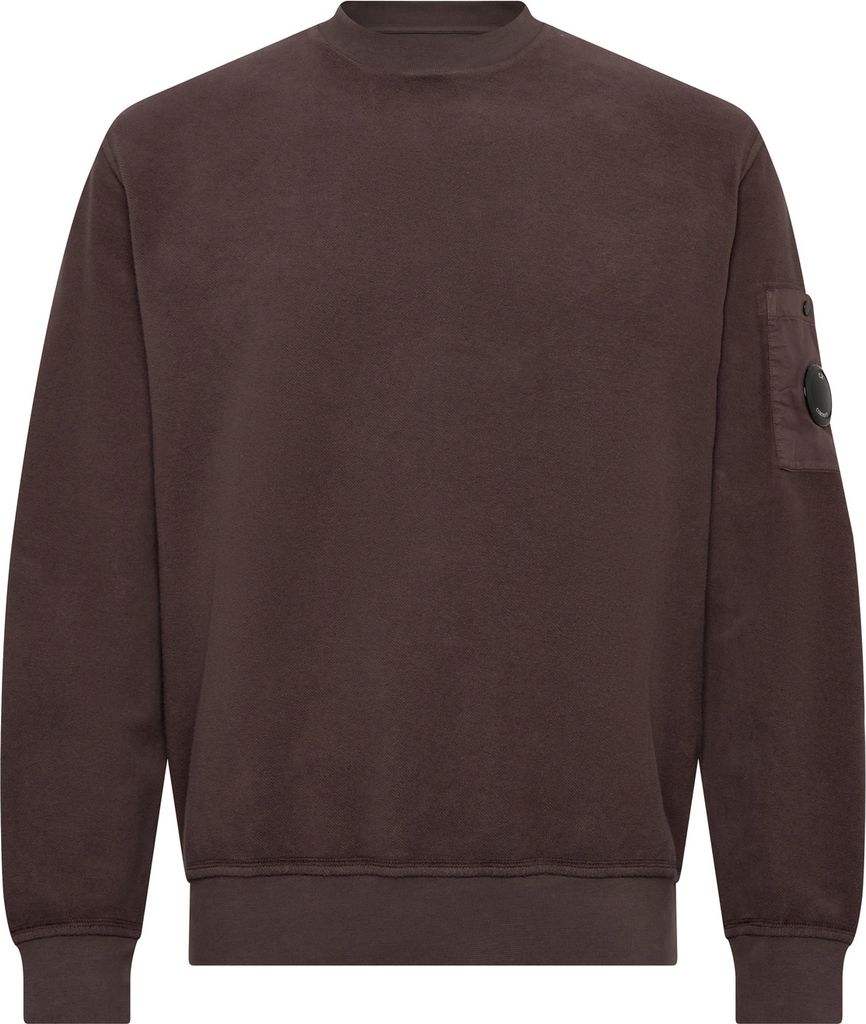 C.P. COMPANY Brushed & Emerized Diagonal Fleece Crew Neck Sweatshirt |Brown |S