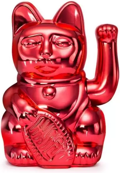 Donkey Vinkende Kat Maneki-Neko Lucky Cat Shiny Red Dekorationsfigur