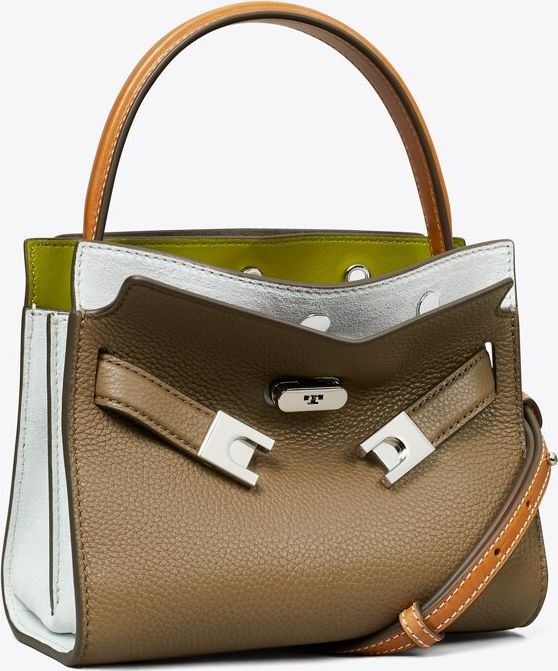 petite lee radziwill colorblock pebbled double bag