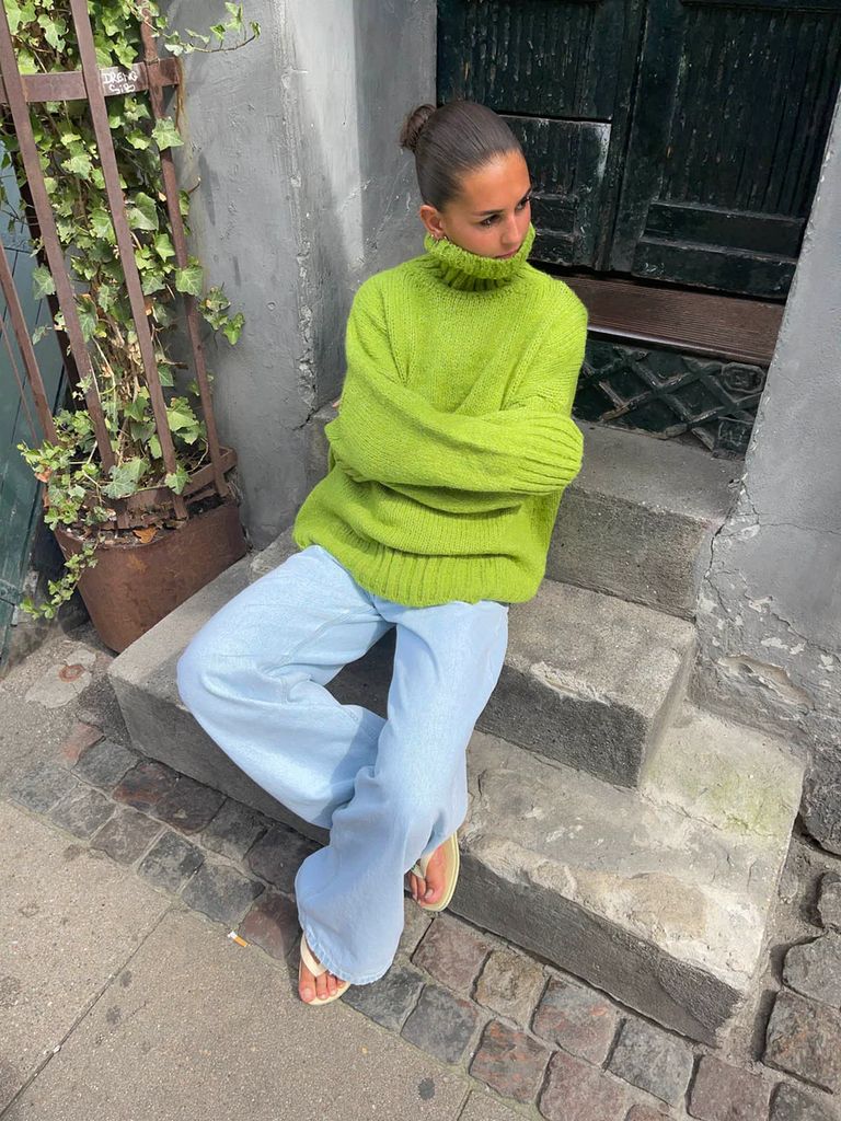 valdamara oversized turtleneck – lime green