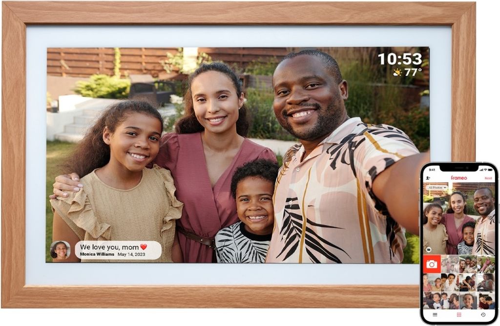 denver pff-2162lw 21,5" frameo digital fotoramme, brun
