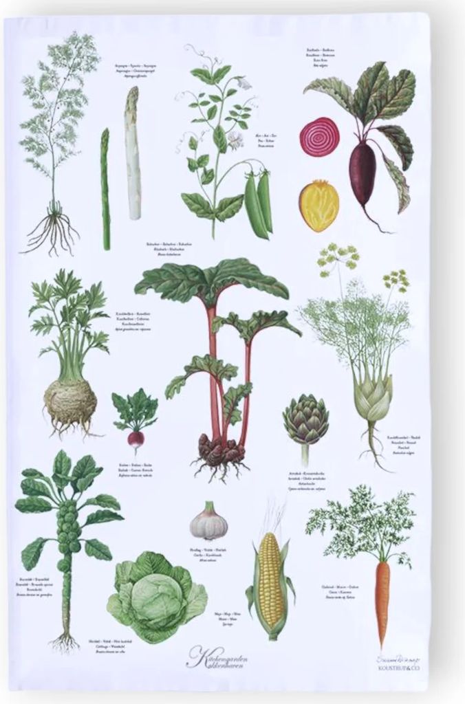 økologisk viskestykke, køkkenhaven, 48x70 cm.