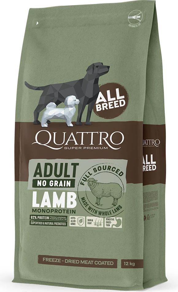 quattro kornfrit hundefoder til alle racer lamb 12kg