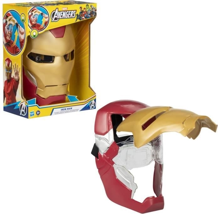 Iron Man elektronisk mask med rörligt visir. Med ljuseffekter. För barn att klä ut sig till sin favorithjälte. Från 5 år.