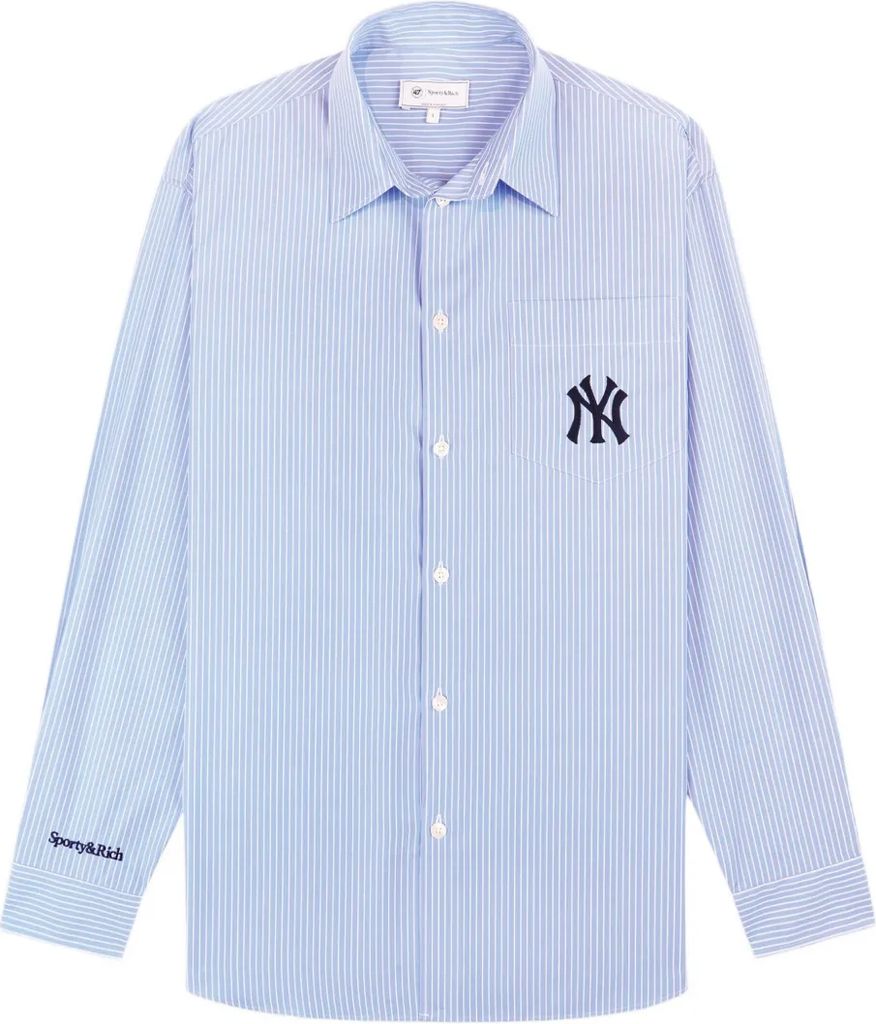 heritage yankees serif oversized shirt - blue stripe