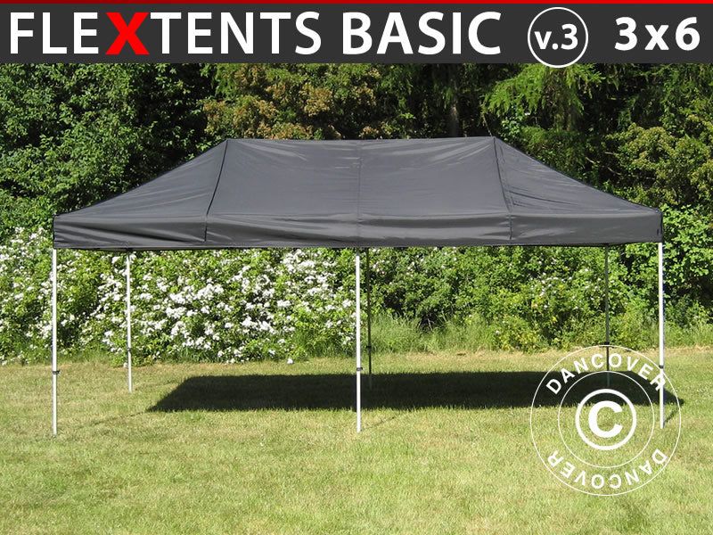 foldetelt flextents basic v.3, 3x6m sort