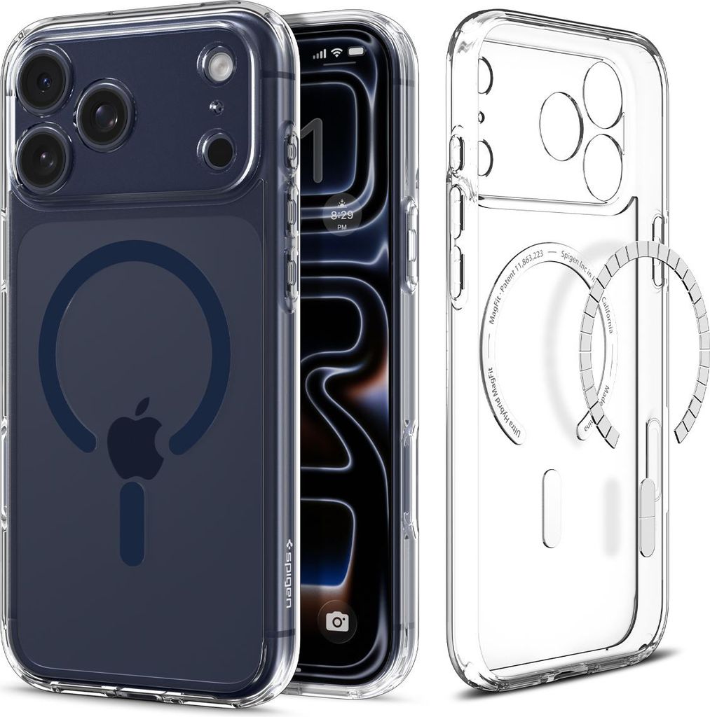 Spigen ULTRA HYBRID MAG MagSafe-skal till iPhone 17 Pro clear/deep blue