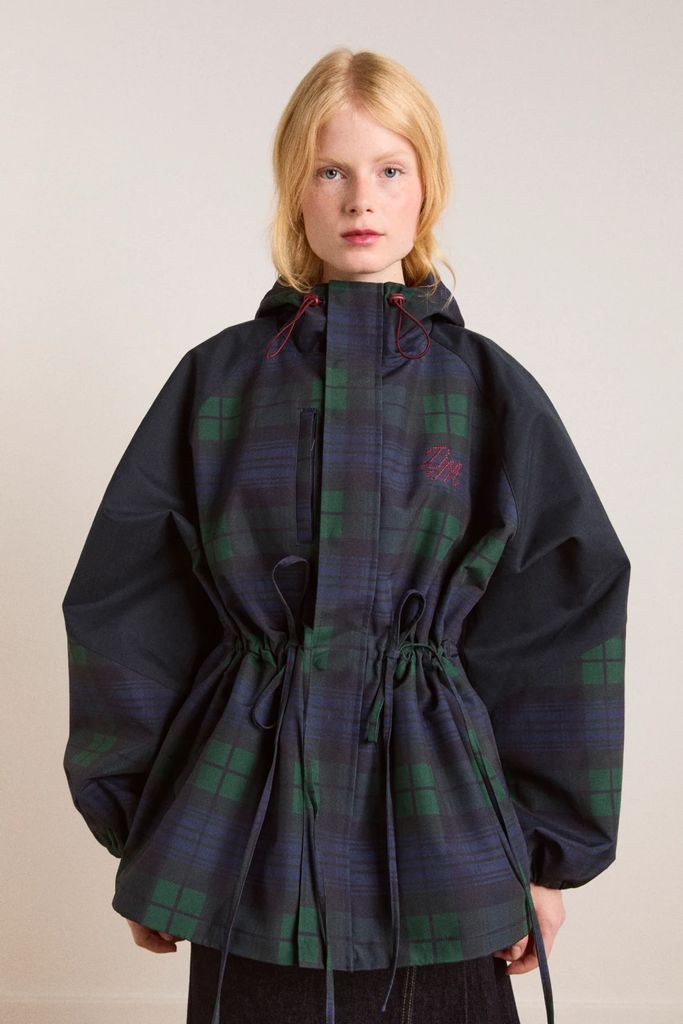 pre-order liu shower proof raincoat - navy check