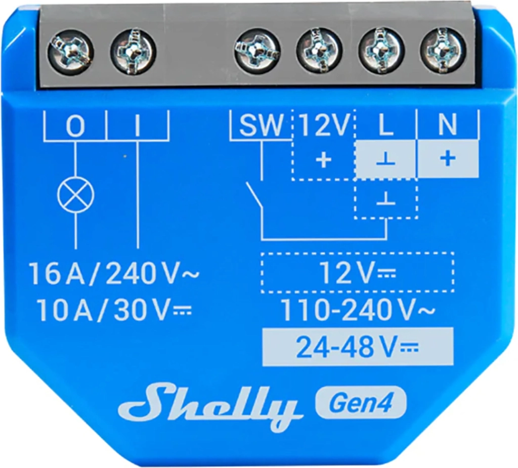 Shelly 1 Gen4 WiFi Zigbee 16A Infälld Strömbrytare