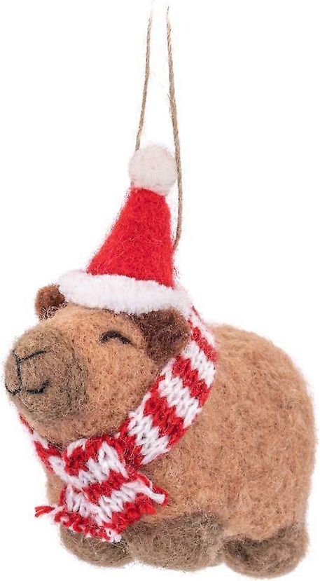 Capybara with Santa Hat Felt Decoration