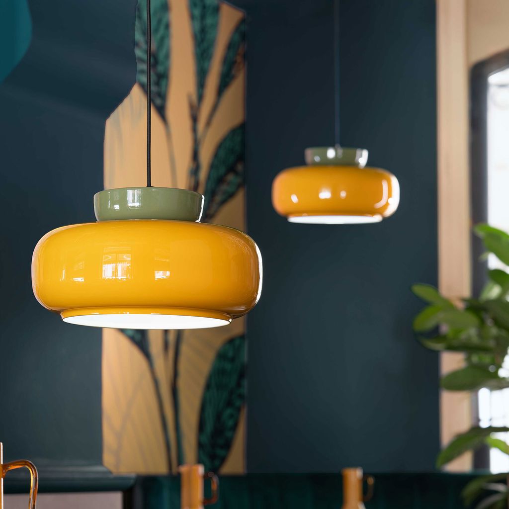 Ferroluce Hängande Lampa Maracana Gul Grön Pendel