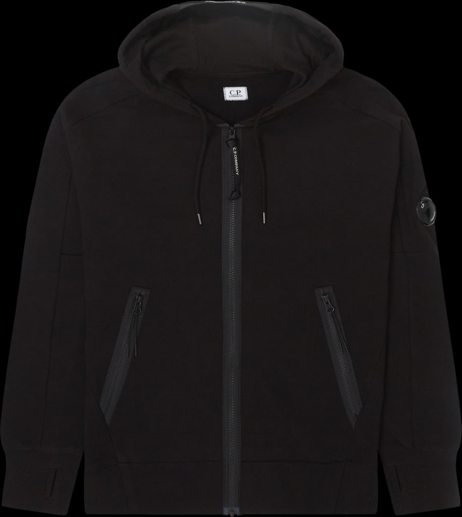 diagonal raised fleece zip hættetrøje