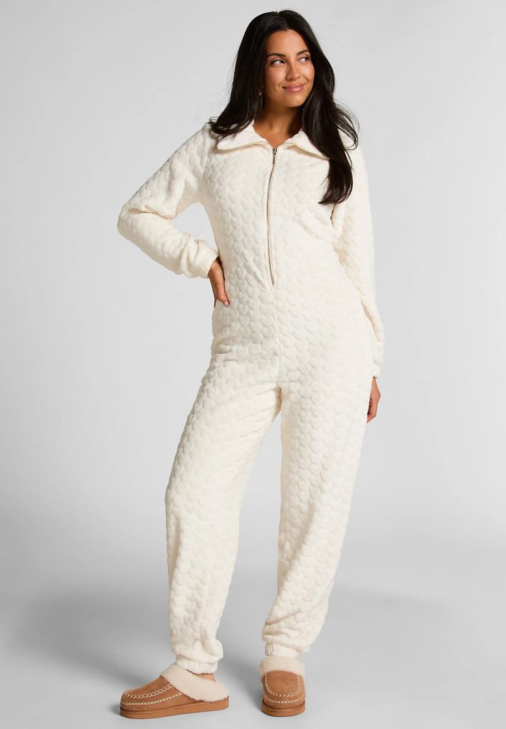 Hunkemöller Onesie Cable Zip Up - Cream - S