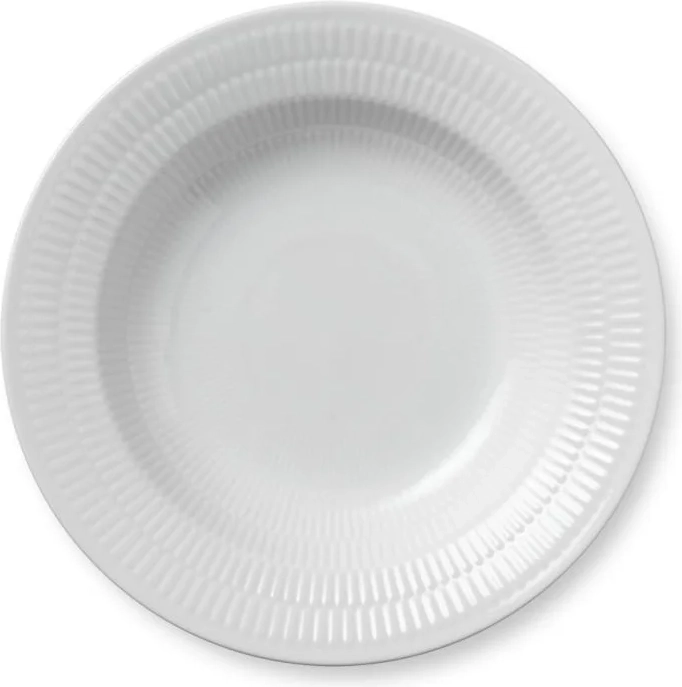 hvid riflet dyb tallerken - 21 cm.