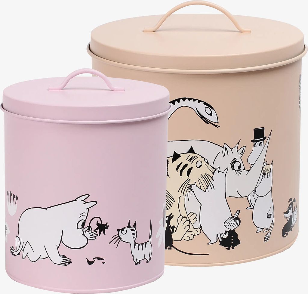 opbevaringsdåser mumitroldene pink 19 cm + beige 21 cm