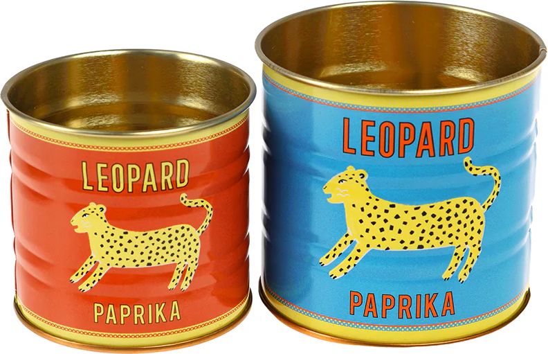 rex london mini, metaldåser til opbevaring, sæt m 2 stk - leopard