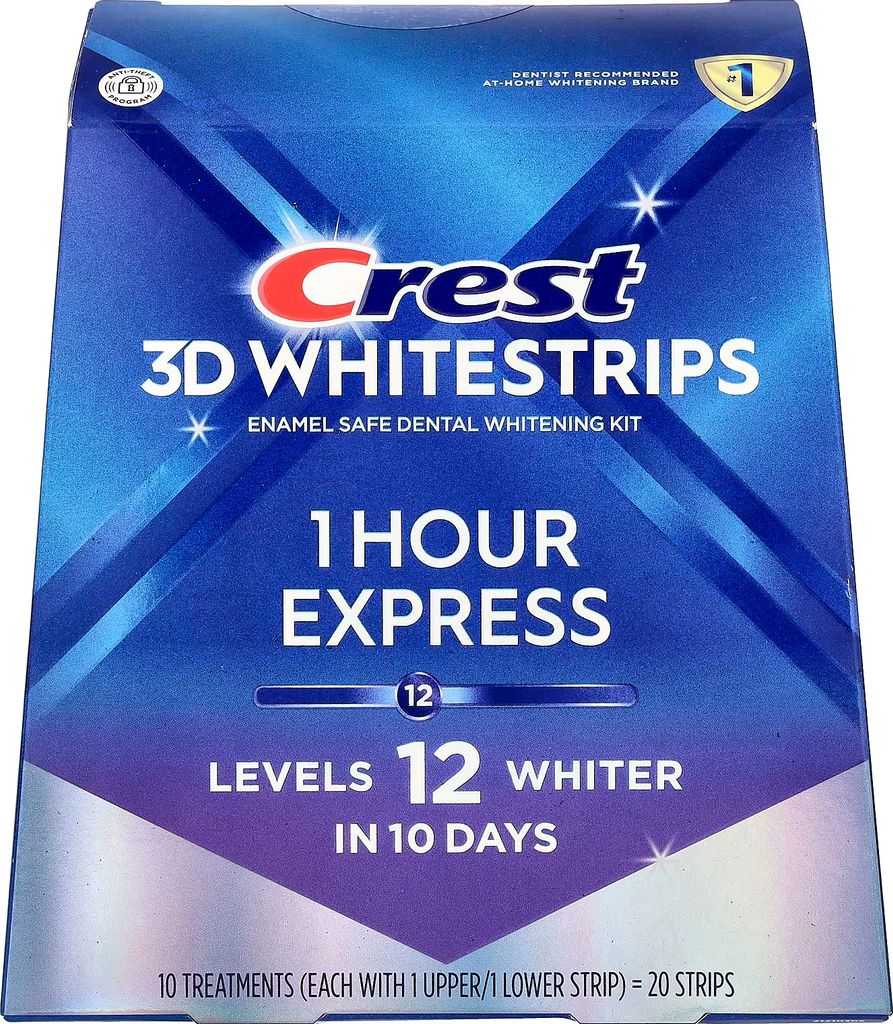3d whitestrips, dental whitening kit, 1 hour express, 20 strips