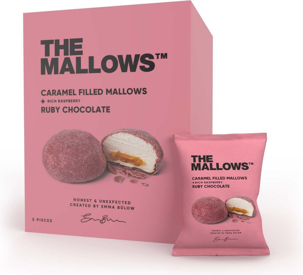 The Mallows Caramel Filled Mallows + Ruby Chocolateudgår 80g - Skumfiduser hos Magasin