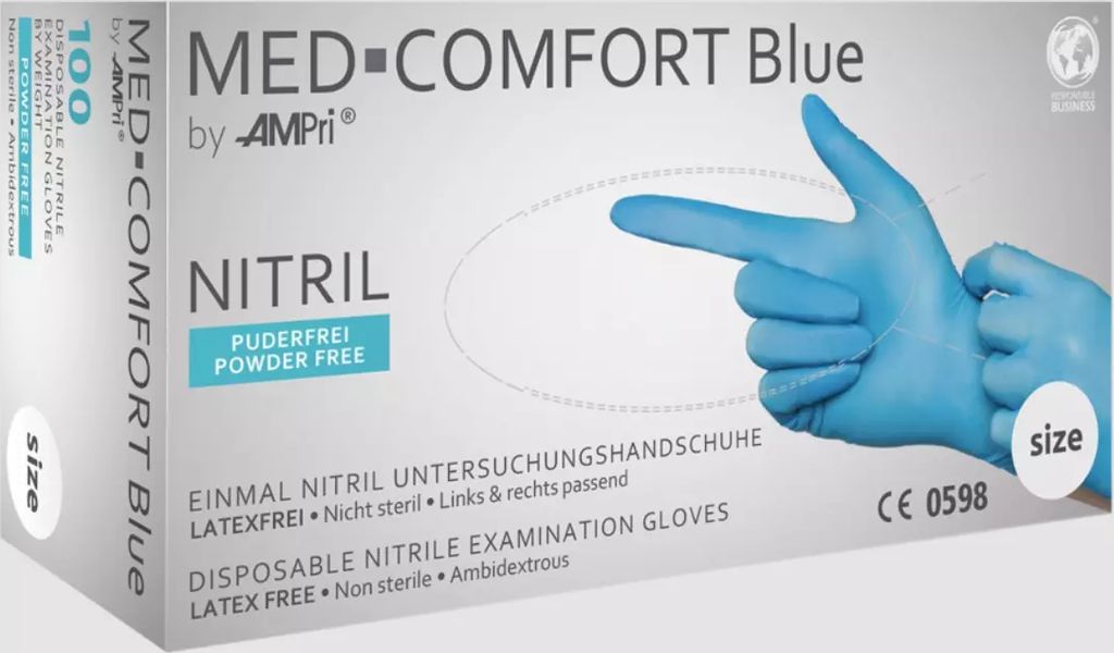 AMpri Nitrilhandske Style Med-Comfort Blå Pudderfri