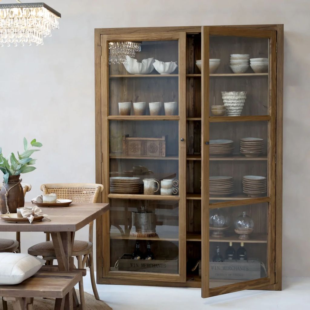 Chic Antique Stort Marseille Vitrineskab Elmetræ Vitrineskab