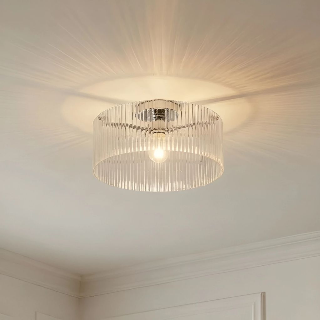 lucande loftlampe meritt, messing/klar, ø 40 cm, glas