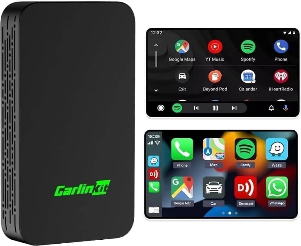 carlinkit 2air apple carplay & android auto trådløs adapter - sort