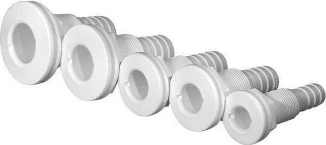 trudesign, gennemføring komposit hvid 1" - 25 mm, 50 mm gevindlængde
