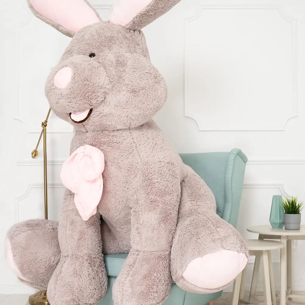 stor plys kanin, tøjdyr, legetøj, 190 cm, grå, vuni