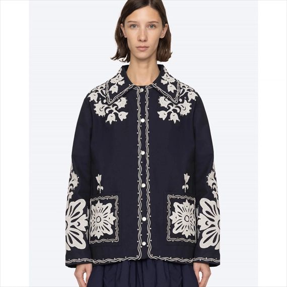 Sea New York LILIANA Applique Jacket, Navy