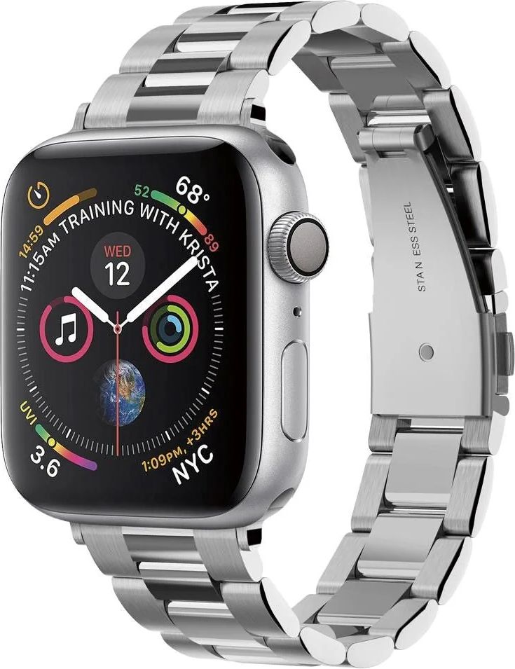 apple watch (38/40/se/41/42mm) spigen modern fit band - rustfri stål rem inkl. stifter - sølv