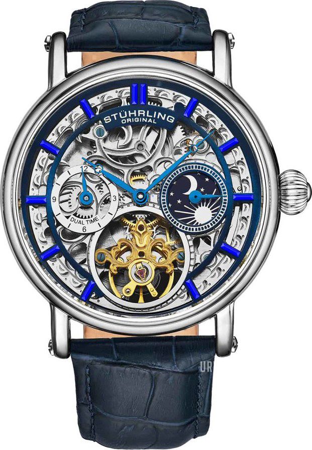 Stührling Original Herreur 4000.1 Legacy Skeletskåret Læder Ø43 mm