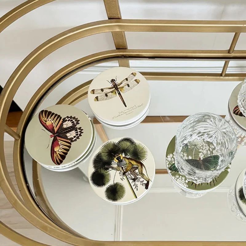keramik coasters med sommerfugle - vanilla fly