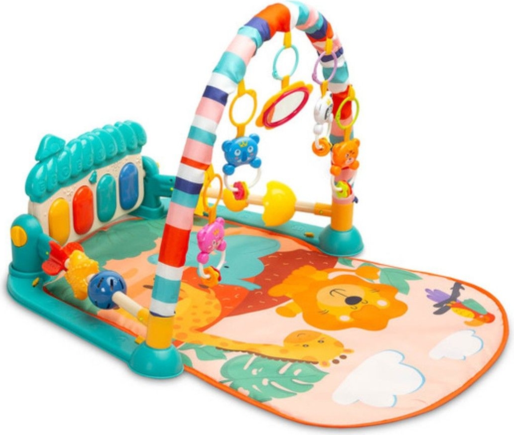 Toyz Zoo Legemåtte med Læringslegetøj - 73x59x46cm - Turkis/Flerfarvet