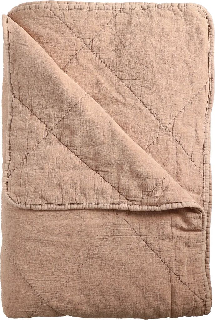C'EST BON Plaid, Bomuld M/Hør Fryns |Beige |140X200 cm
