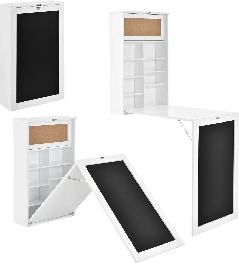 Hopfällbart Väggskrivbord - Vit - 50 x 155 x 93 cm