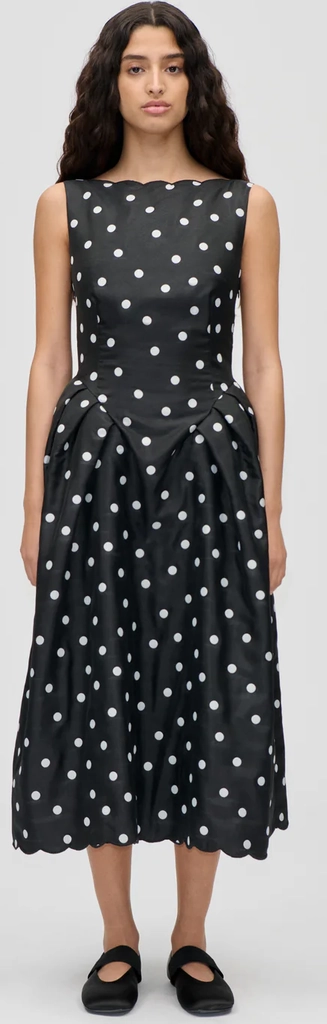quilted dots, voluminous midi dress - midi kjoler